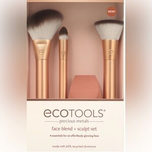 NIB Ecotools Precious Metals Fave Blend + Sculpt Brush And Sponge Set